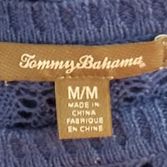 Tommy Bahama Open Knit Blue Linen Cotton Pullover Sweater | Size S - Picture 5 of 7
